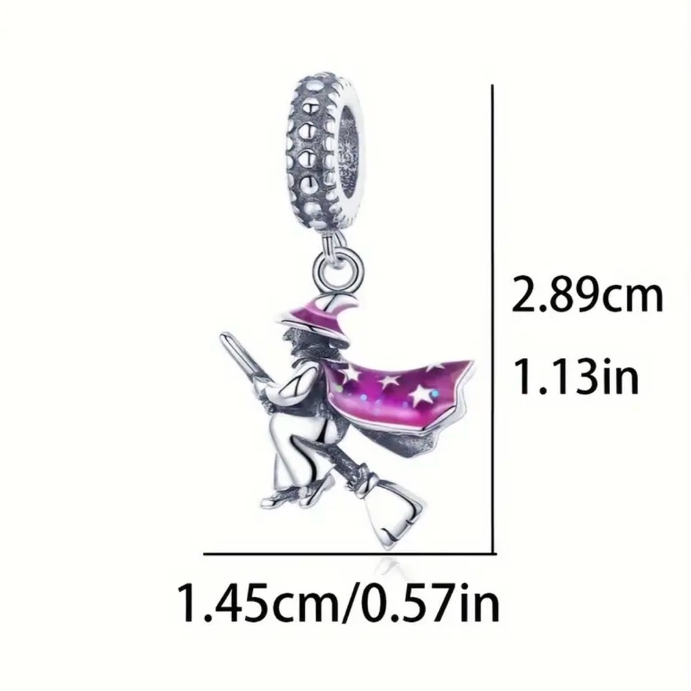 Silver Witch Charm with Red Accents - Picture 3 of 10
